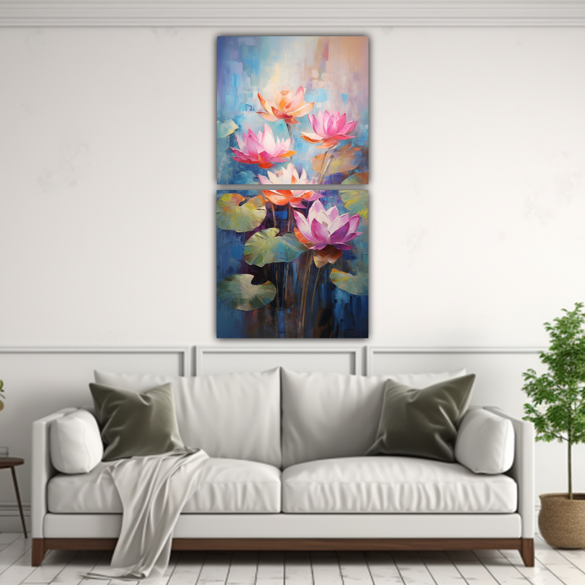DOS LIENZOS DECORATIVO MINIMALISTA CON PINTURA DE 60X120 CM - 2