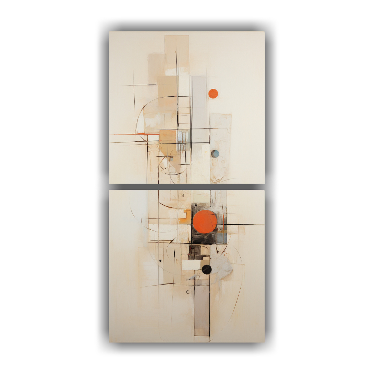 CUADROS ABSTRACTOS BEIGE VINTAGE PARA DECORACIÓN 50X100 CM - 1
