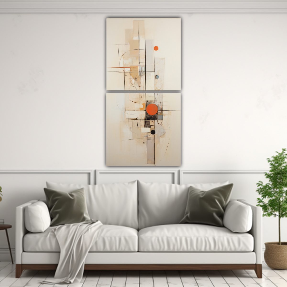 CUADROS ABSTRACTOS BEIGE VINTAGE PARA DECORACIÓN 50X100 CM - 2