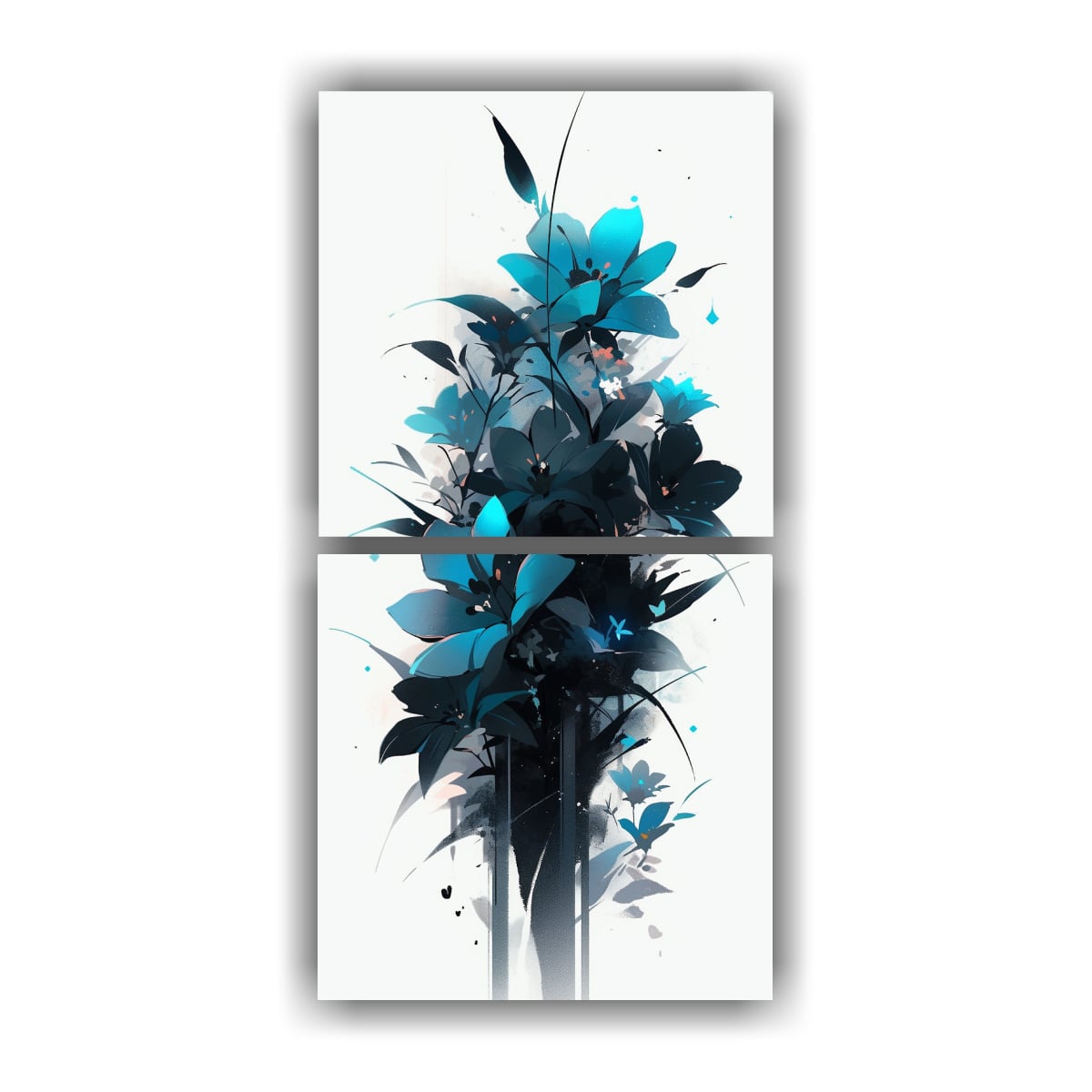 PINTURAS ACUARELAS TURQUESA Y NEGRO ATMOSFERA 20X40 CM - 1