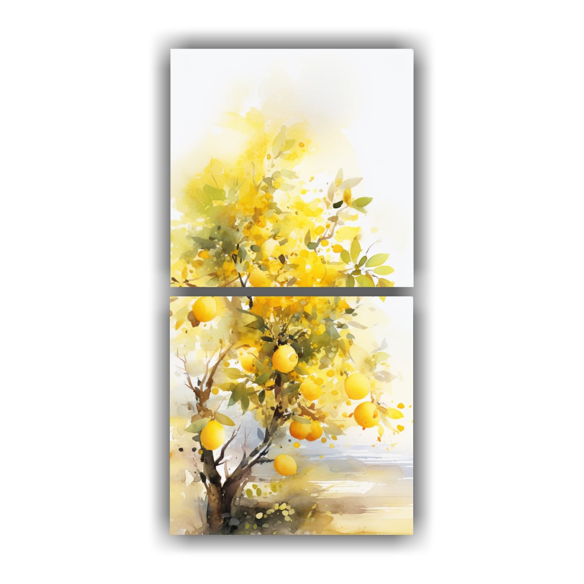 CUADROS MODERNOS FRUTALES EN AMARILLO PINTURA 20X40 CM - 1