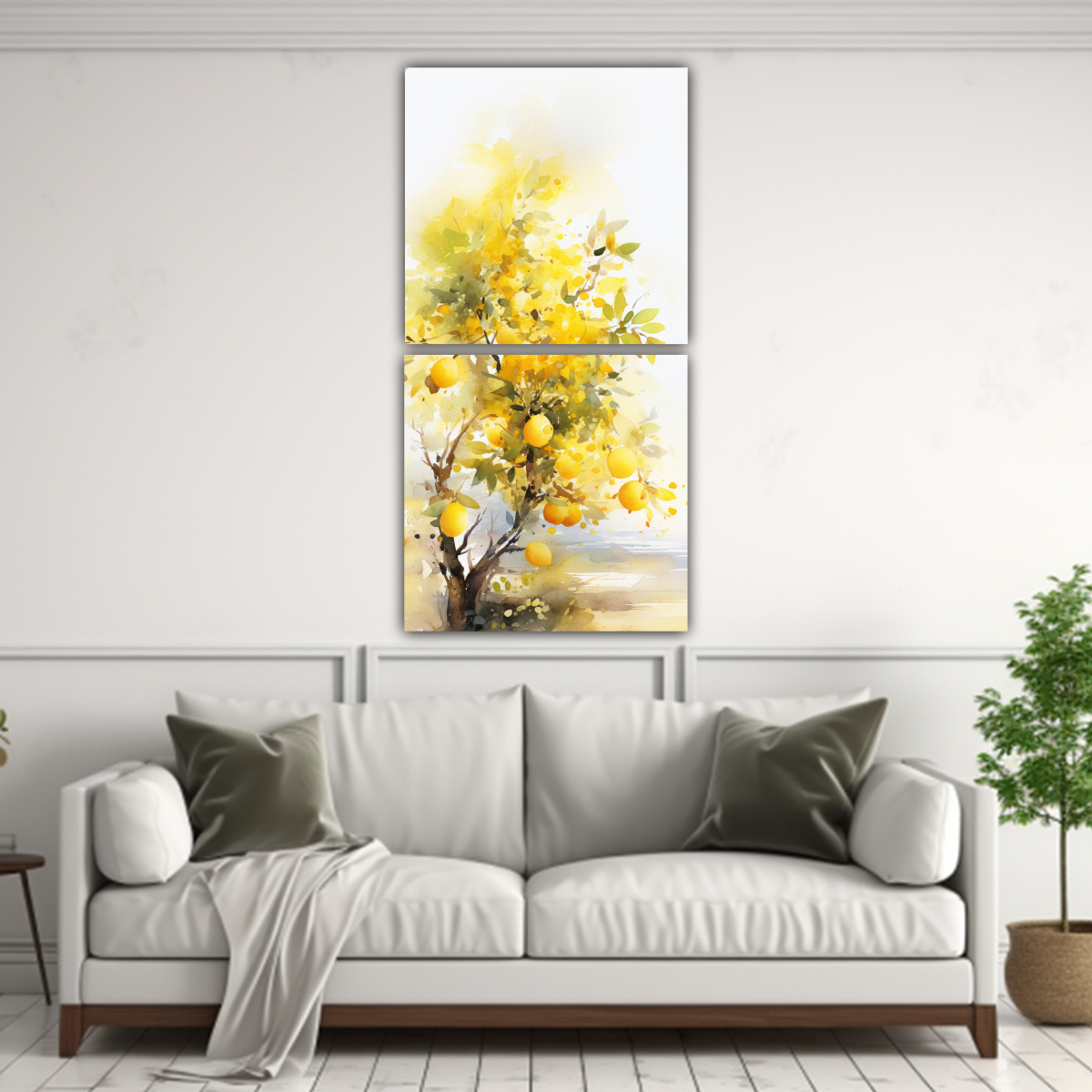 CUADROS MODERNOS FRUTALES EN AMARILLO PINTURA 20X40 CM - 2