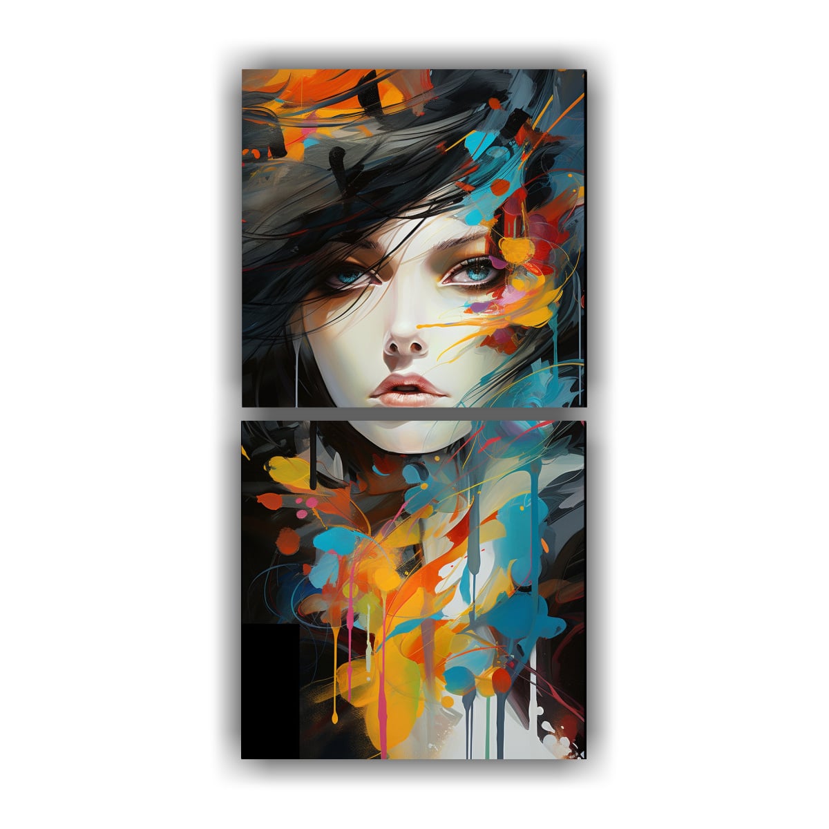 CUADROS ABSTRACTOS DE ROSTROS DE MUJERES 40X80 CM - 1