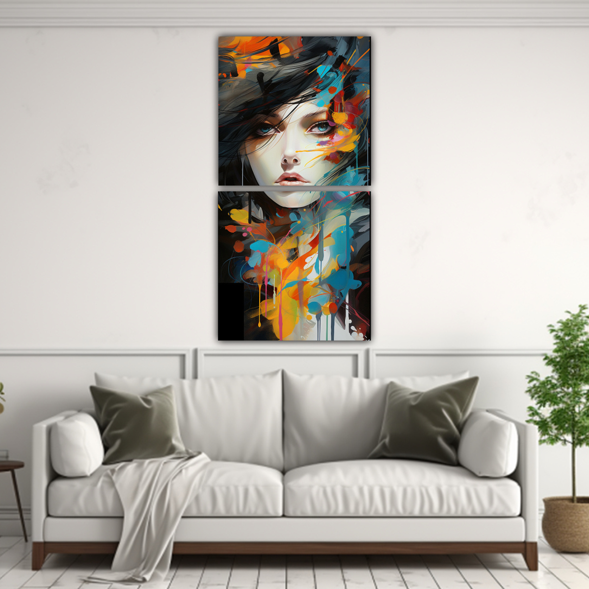 CUADROS ABSTRACTOS DE ROSTROS DE MUJERES 40X80 CM - 2