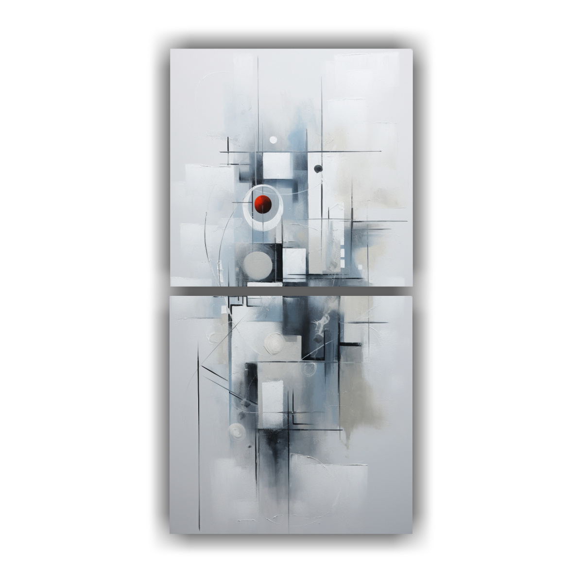 CUADROS ABSTRACTOS GRISES DE ALTA RESOLUCIÓN SET 40X80 CM - 1