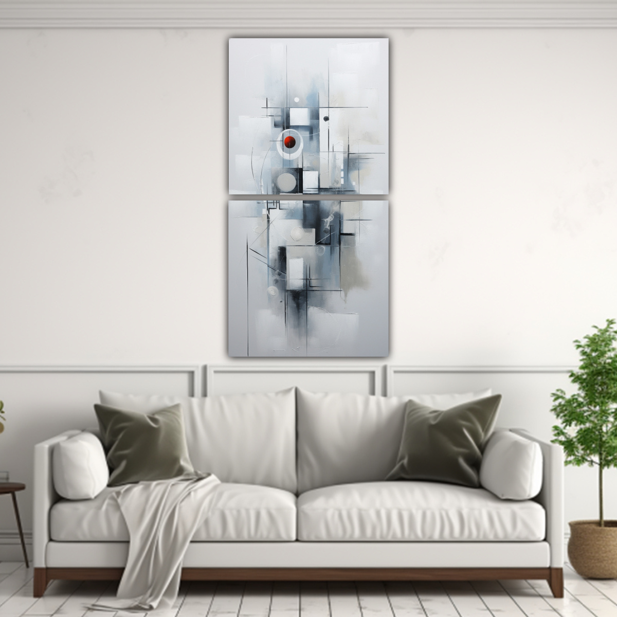 CUADROS ABSTRACTOS GRISES DE ALTA RESOLUCIÓN SET 40X80 CM - 2