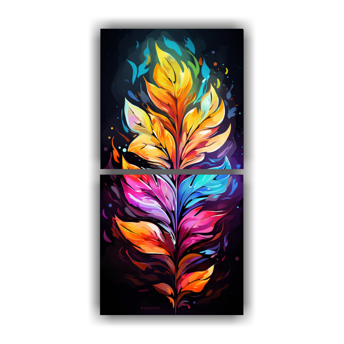 CUADROS IMPRESOS DE HOJAS DE ACEBO EN COLORES DEL 50X100 CM - 1