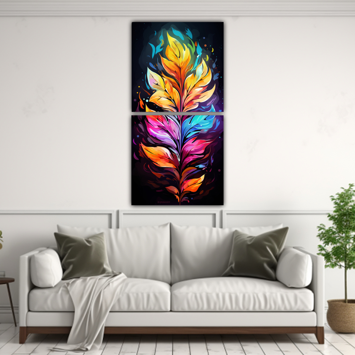 CUADROS IMPRESOS DE HOJAS DE ACEBO EN COLORES DEL 50X100 CM - 2