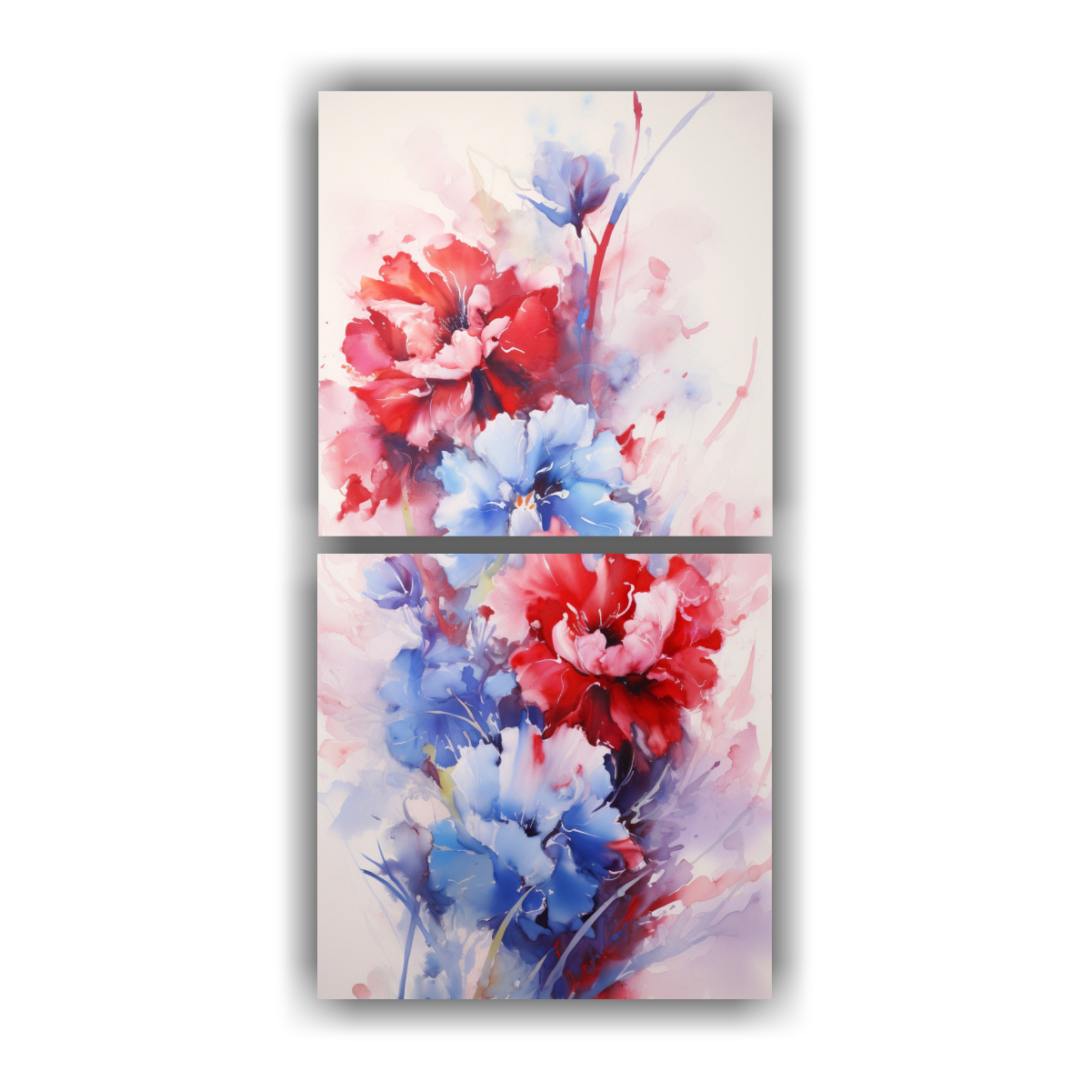 PINTURA ABSTRACTA DE FLORES DE CLAVELES ROJOS Y 50X100 CM - 1