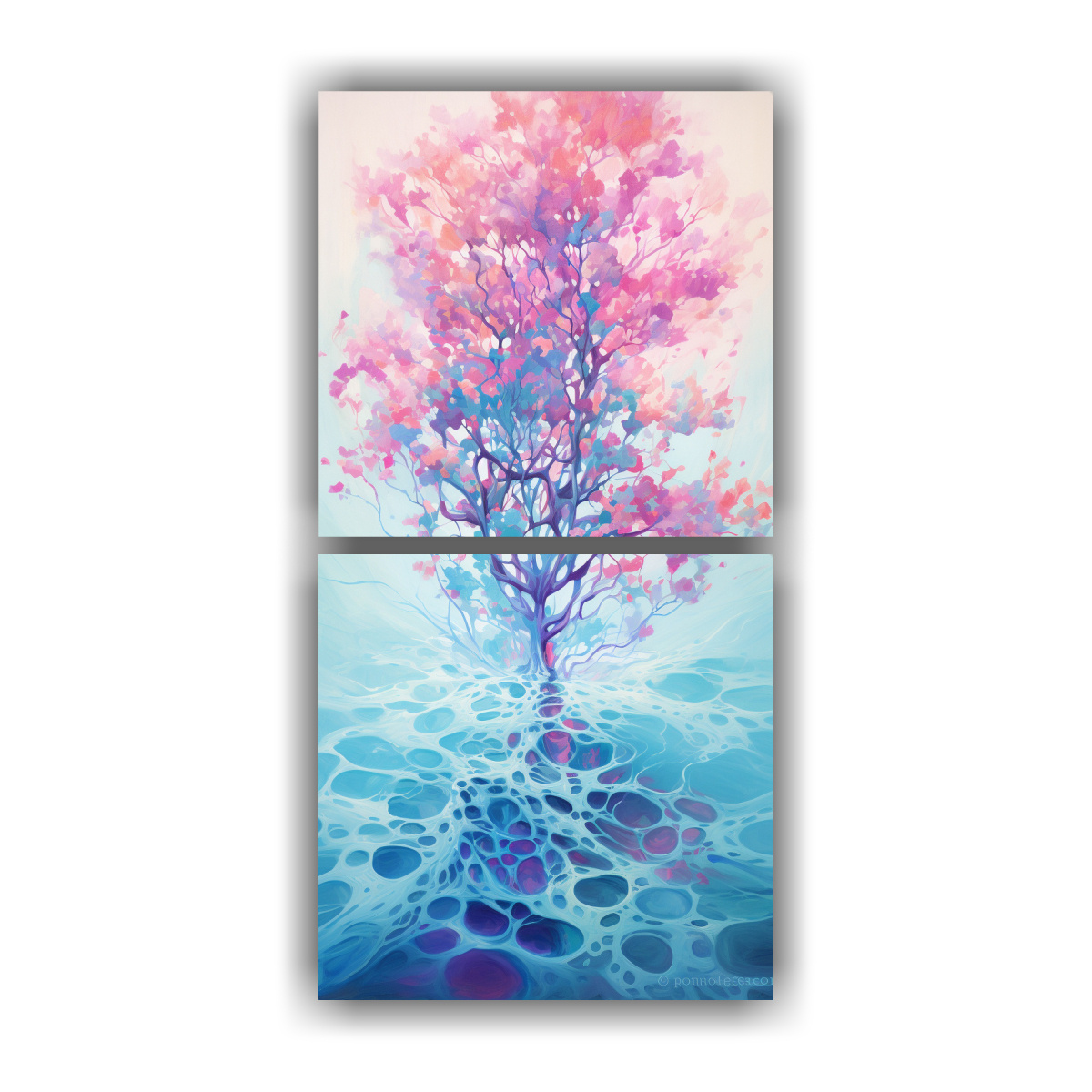 CUADRO ABSTRACTO A MANGROVE TREE EN COLORES 40X80 CM - 1