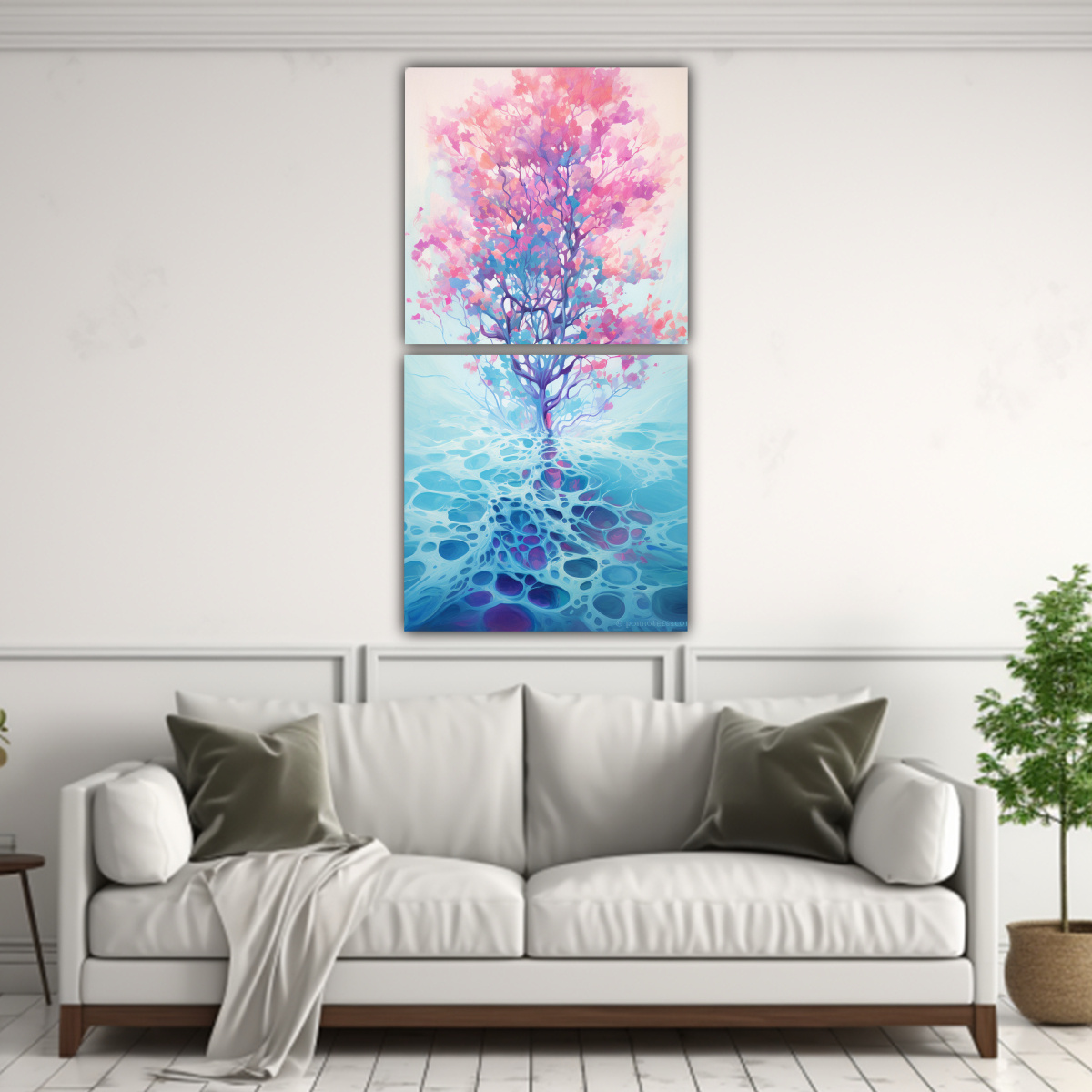 CUADRO ABSTRACTO A MANGROVE TREE EN COLORES 40X80 CM - 2