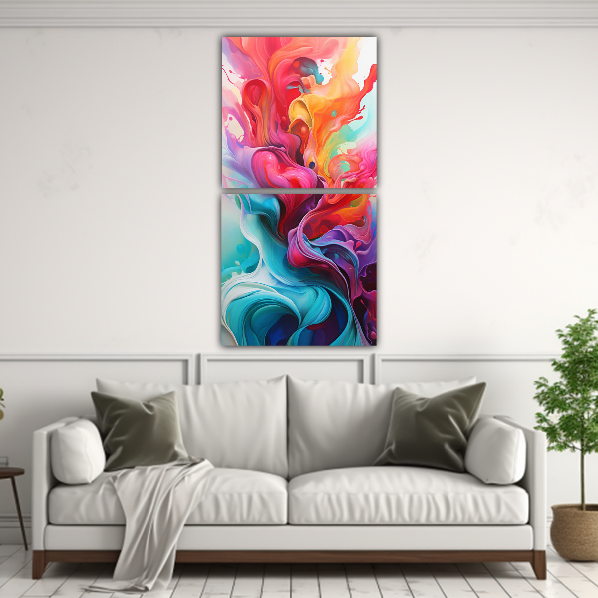 PINTURAS ABSTRACTAS COLORIDAS PARA OFICINA 80X160 CM - 2