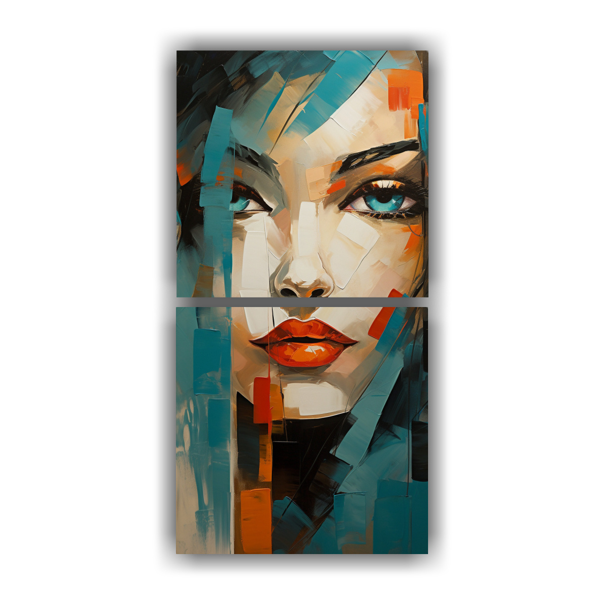 PINTURA MUJER ABSTRACTA ESTILO VINTAGE EN DUO 50X100 CM - 1