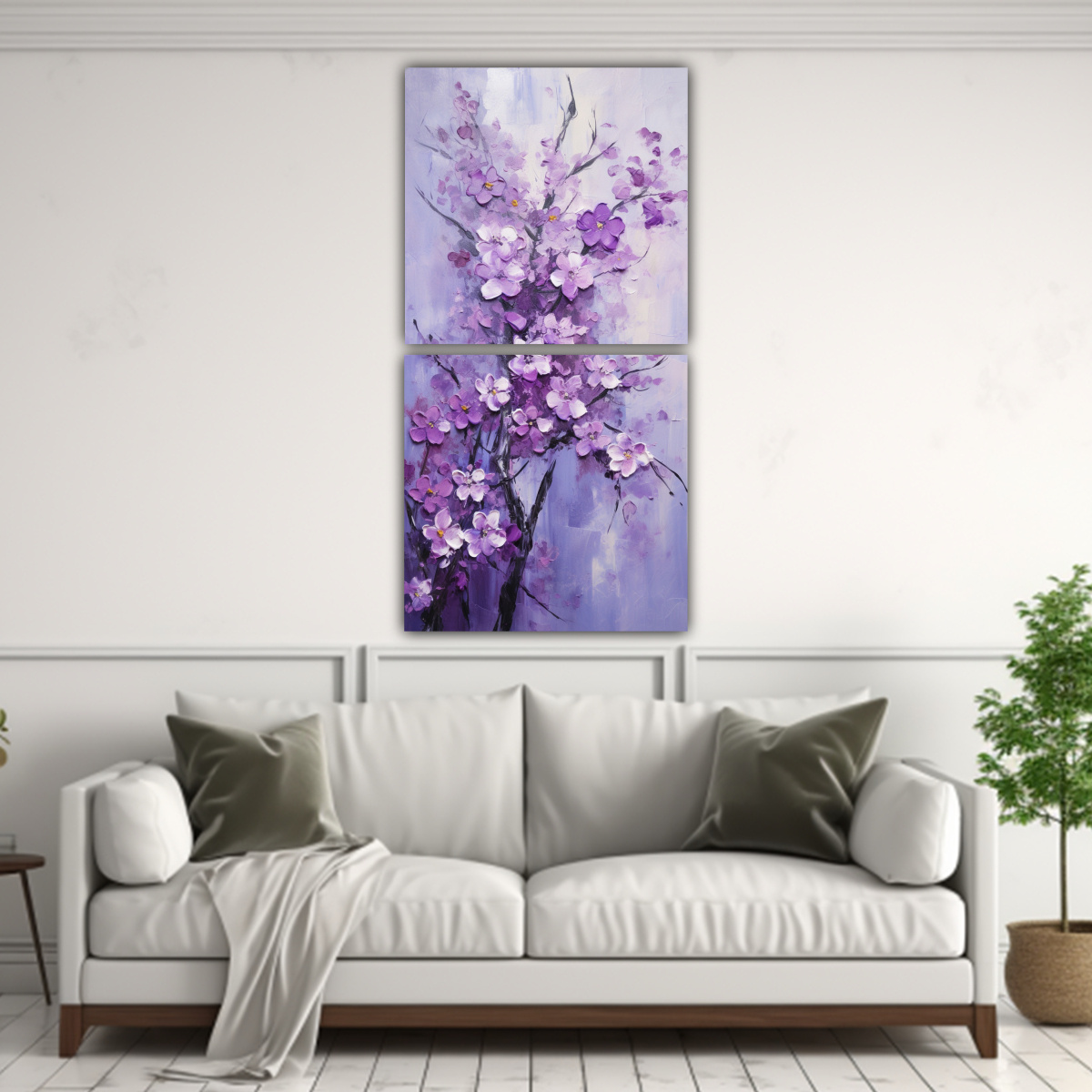 CUADRO ARTE GRAFICO FLORES DE CEREZO MORADO EN 50X100 CM - 2