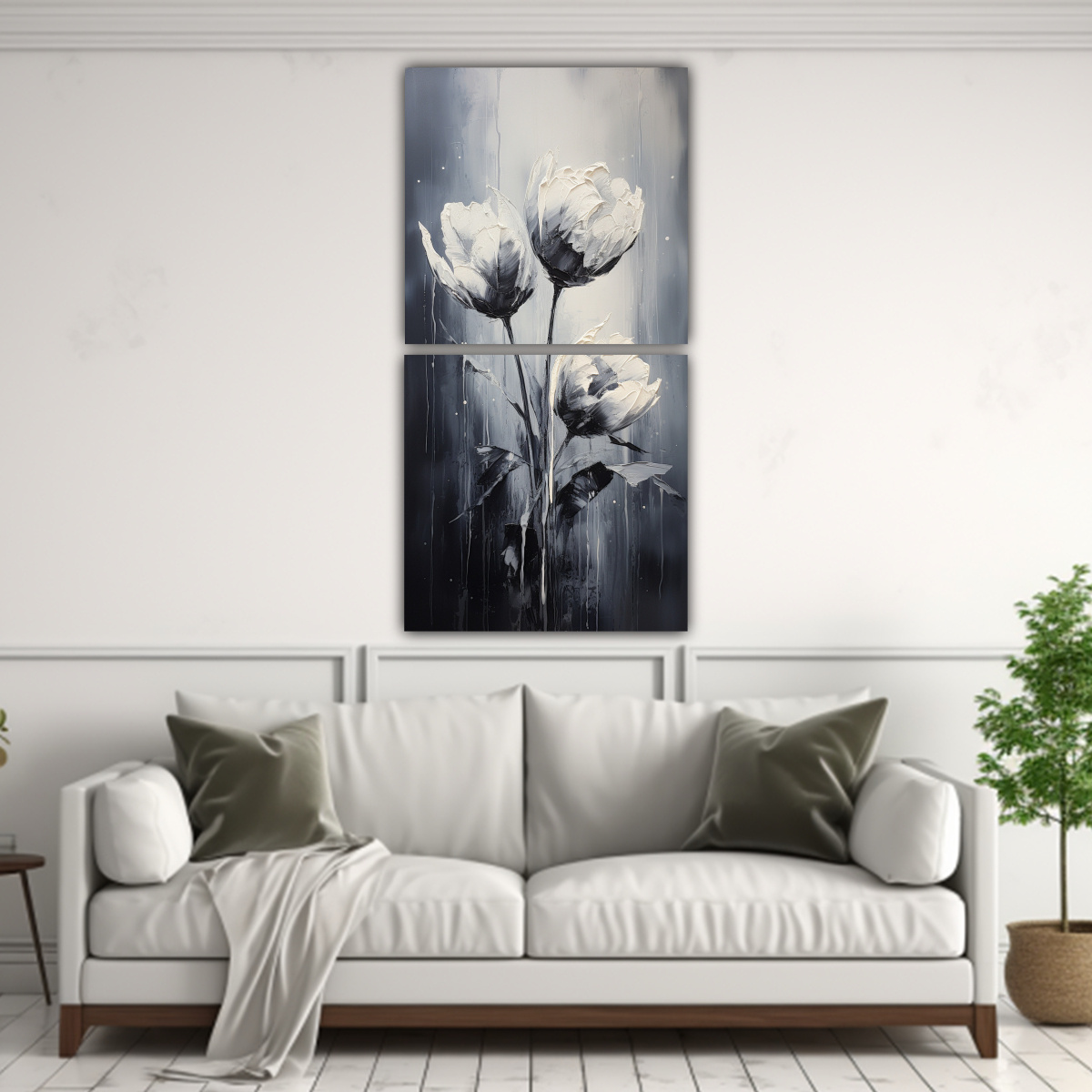 PINTURA EN TELA: DISEÑO PERSPECTIVA DE TULIPANES 70X140 CM - 2