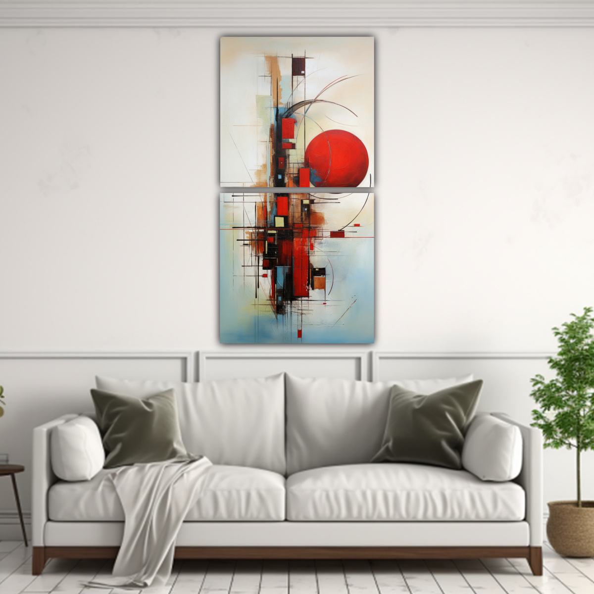 CUADROS ABSTRACTOS MODERNOS FINAS LÍNEAS EN 40X80 CM - 2
