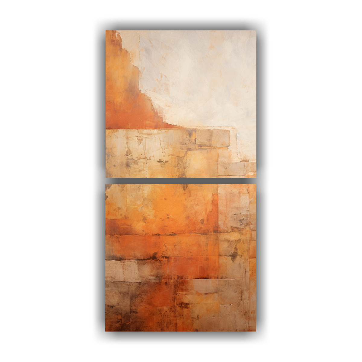 CUADROS ABSTRACTOS CON TONOS TERROSOS Y TEXTURAS 80X160 CM - 1