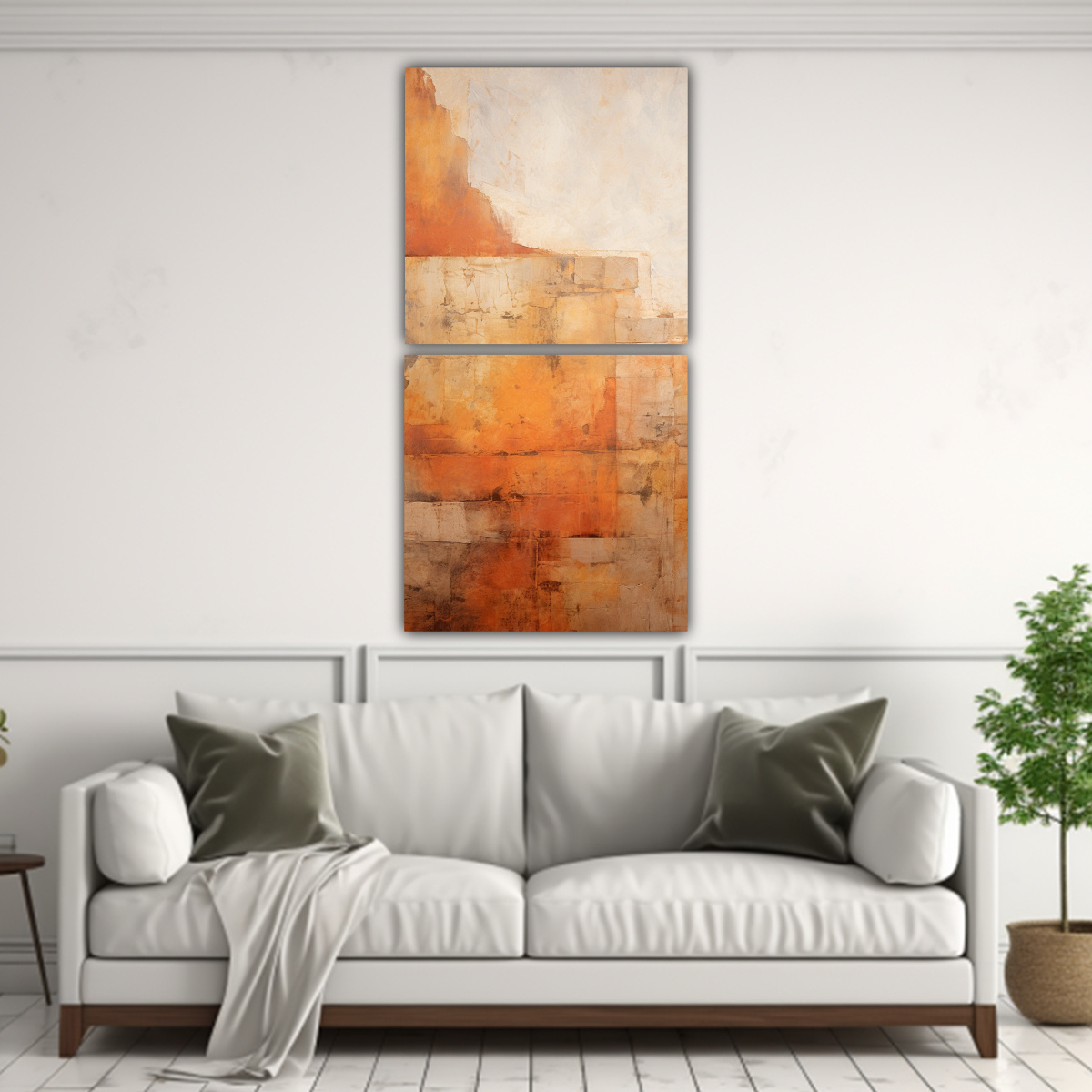 CUADROS ABSTRACTOS CON TONOS TERROSOS Y TEXTURAS 80X160 CM - 2