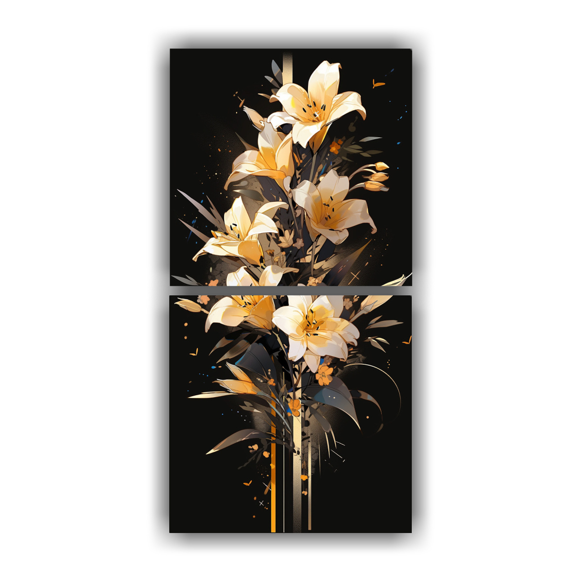 CUADRO DECORATIVO CLÁSICO AMARILLO Y DORADO 30X60 CM - 1
