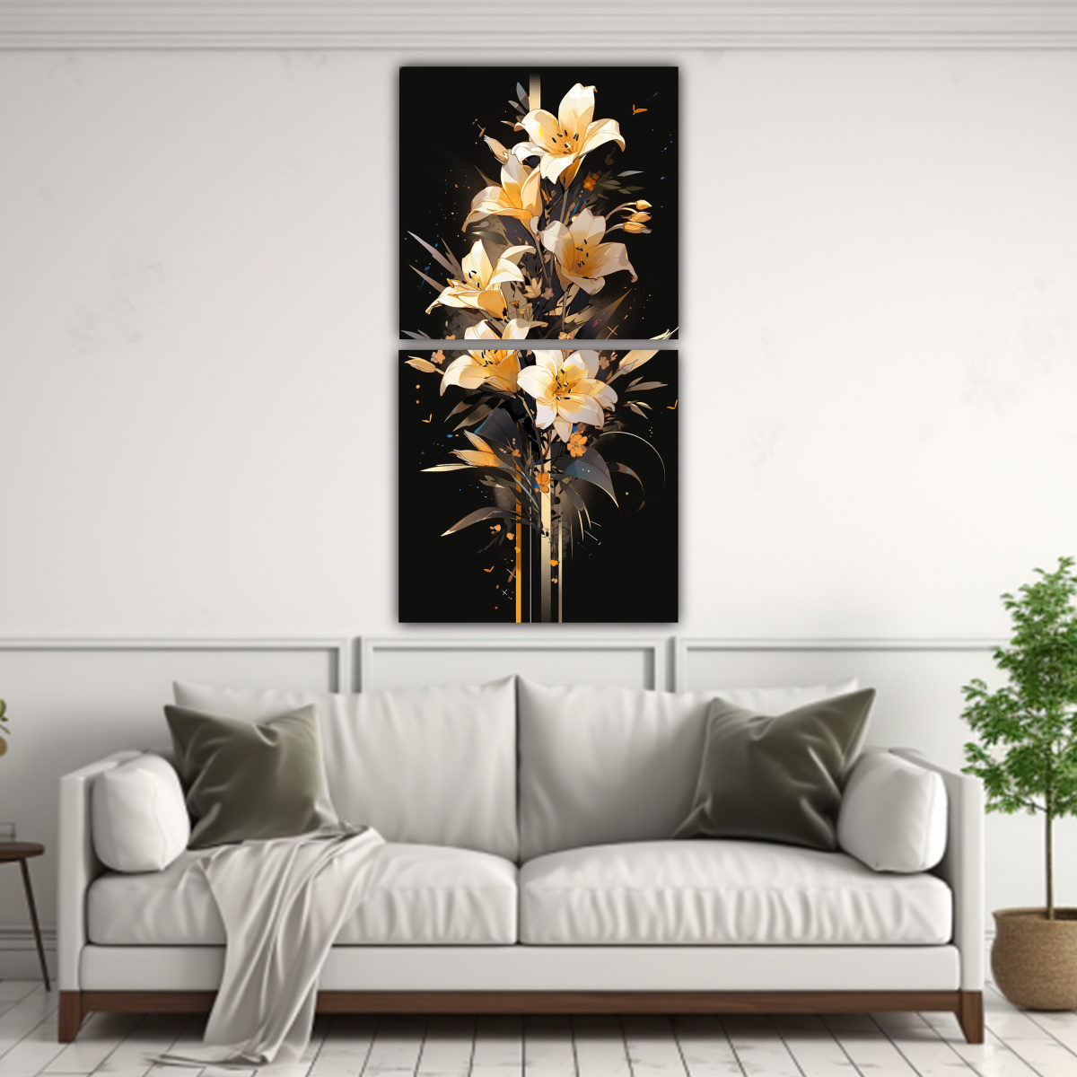 CUADRO DECORATIVO CLÁSICO AMARILLO Y DORADO 30X60 CM - 2