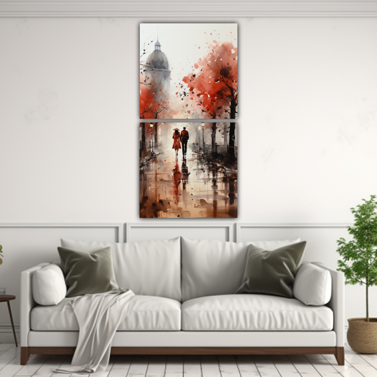 CUADROS IMPACTANTES DE PERSONAS CAMINANDO BAJO LA 70X140 CM - 2