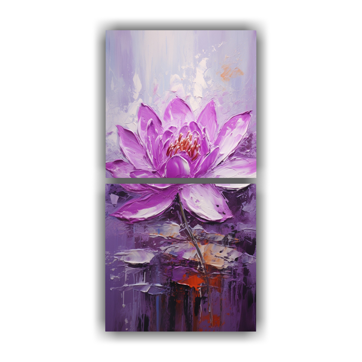 PINTURA EN LIENZO DE LOTO MORADO EN LA 80X160 CM - 1