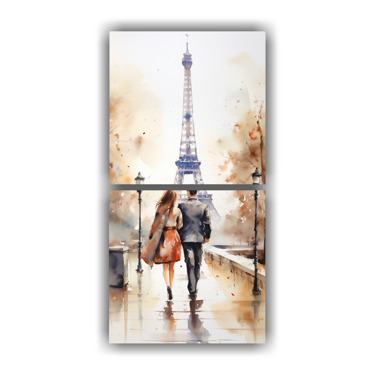 CUADRO LIENZO PERSPECTIVA PAREJA JOVEN CAMINANDO 30X60 CM - 1