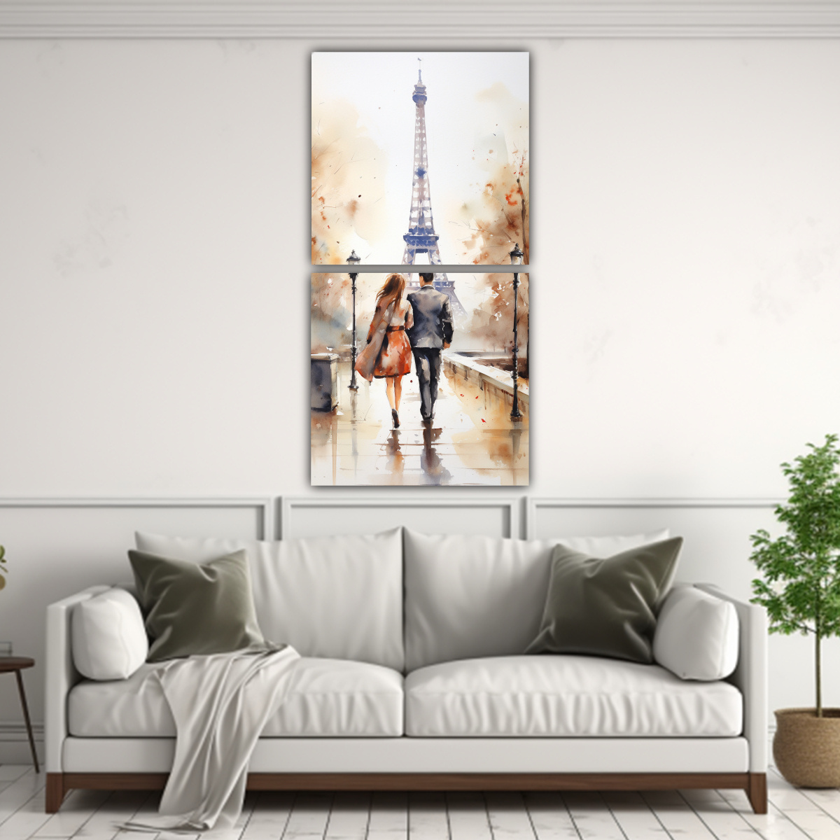 CUADRO LIENZO PERSPECTIVA PAREJA JOVEN CAMINANDO 30X60 CM - 2