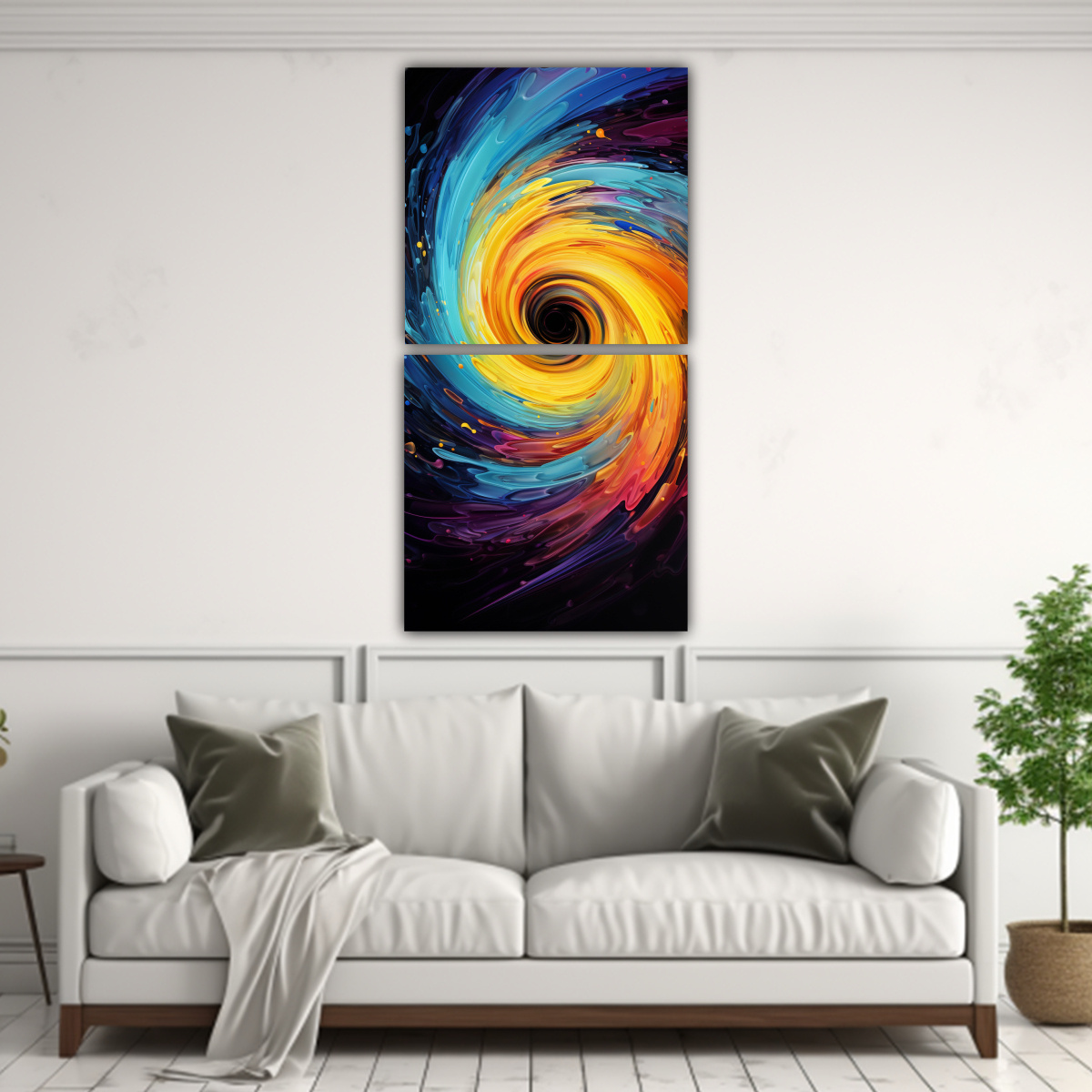 CUADRO ABSTRACTO COLORIDO DE COMPOSICIÓN CÁLIDA 60X120 CM - 2