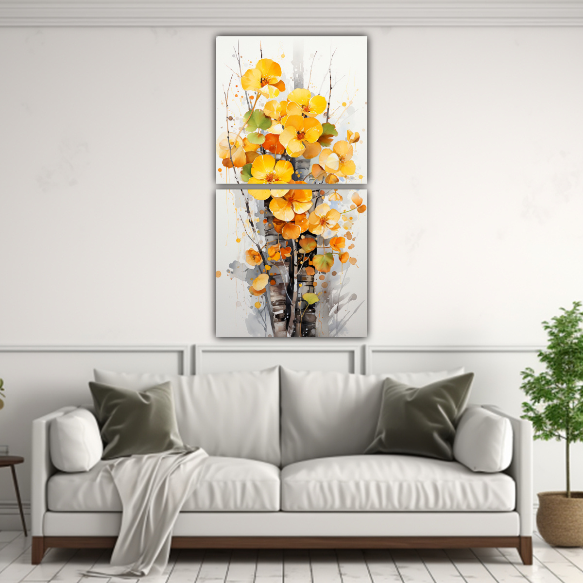 CUADROS ABSTRACTOS DE ÁRBOL DE ÁLAMO TEMBLÓN 40X80 CM - 2