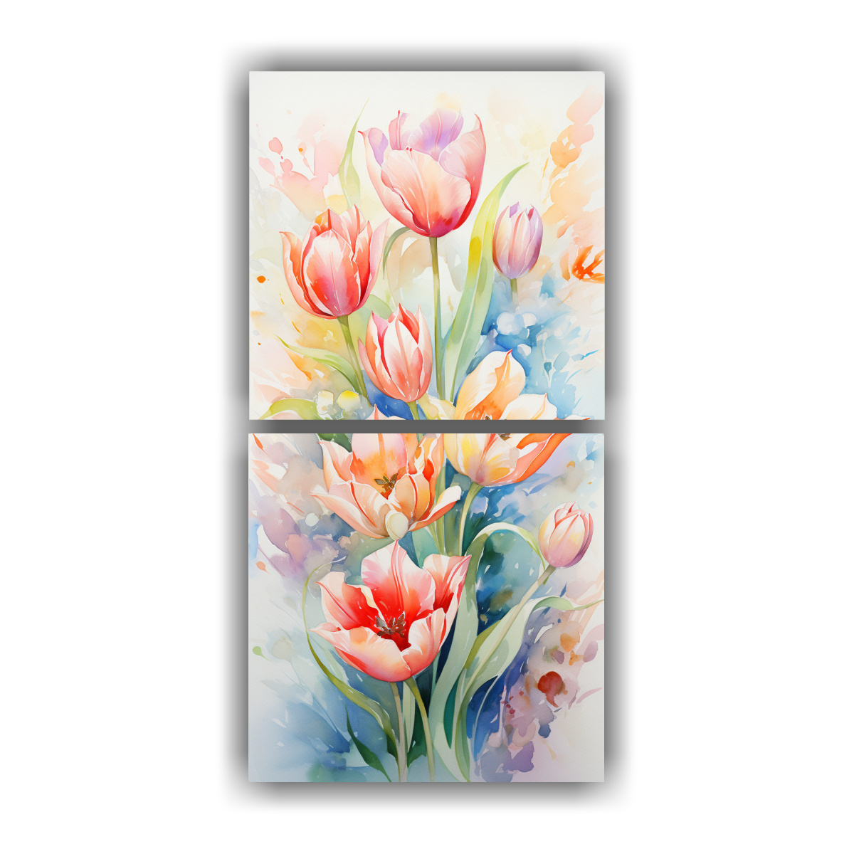 CUADRO ABSTRACTO DE TULIPANES EN COLORES PASTEL 30X60 CM - 1