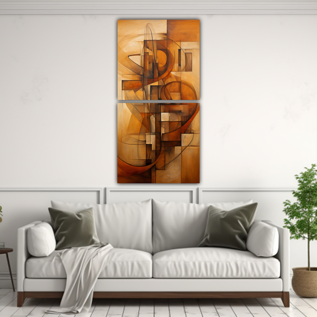 DIPTICO ABSTRACTO TONOS MARRONES: DIMENSIONES 40X80 CM - 2