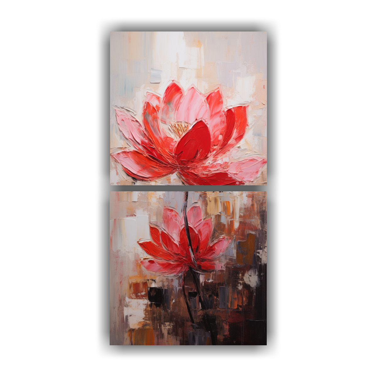 PINTURA LOTO ROJO EN LIENZO EN EL ESTILO DE RE 50X100 CM - 1