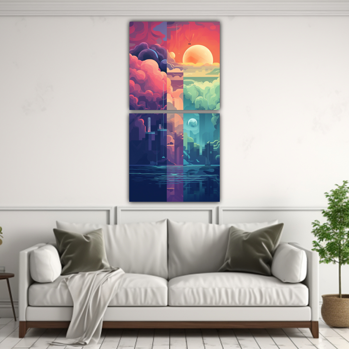 PINTURAS DECORATIVAS SURREALISTAS EXPRESIÓN DE 50X100 CM - 2
