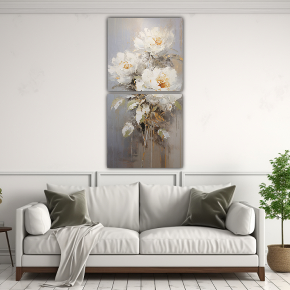 SET 2 CUADROS EXPRESIÓN MODERNIDAD EN BLANCO 40X80 CM - 2