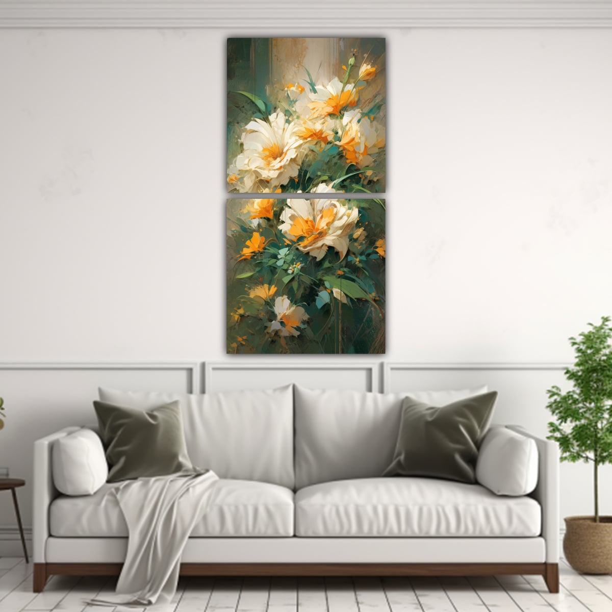 DOS CUADROS ABSTRACTOS DE LIENZO PARA DORMITORIO 60X120 CM - 2