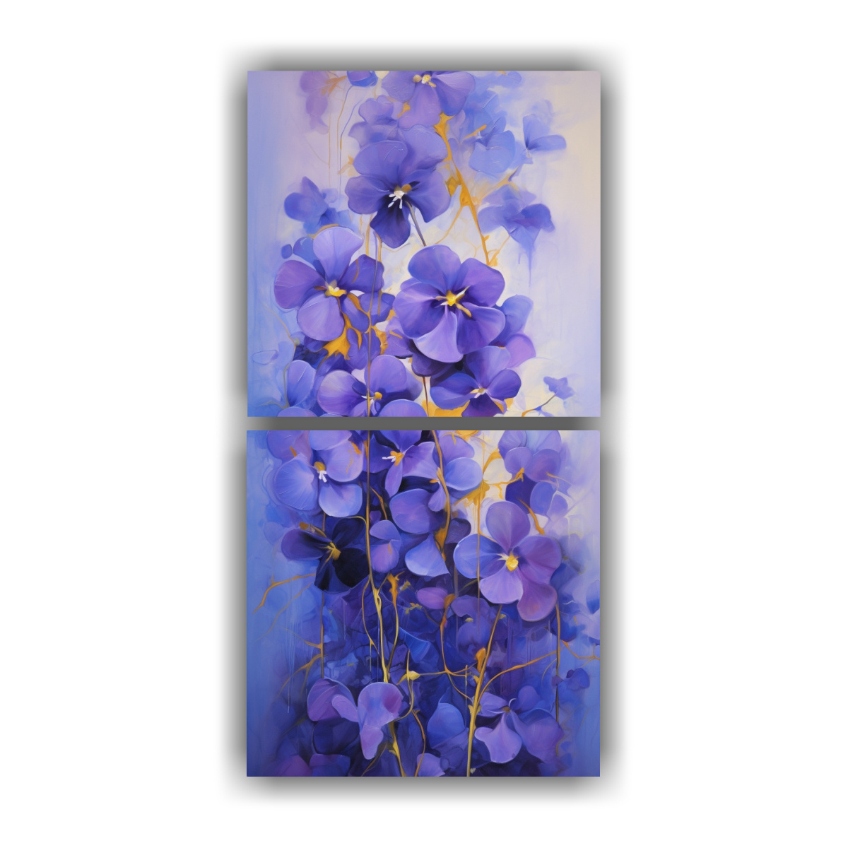 PINTURAS ABSTRACTAS DE FLORES VIOLETAS EN LIENZO 80X160 CM - 1