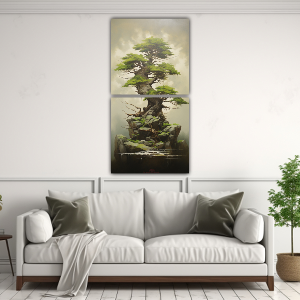DOS TELAS EN BASTIDOR CUADRO NATURALEZA VIVA A 50X100 CM - 2