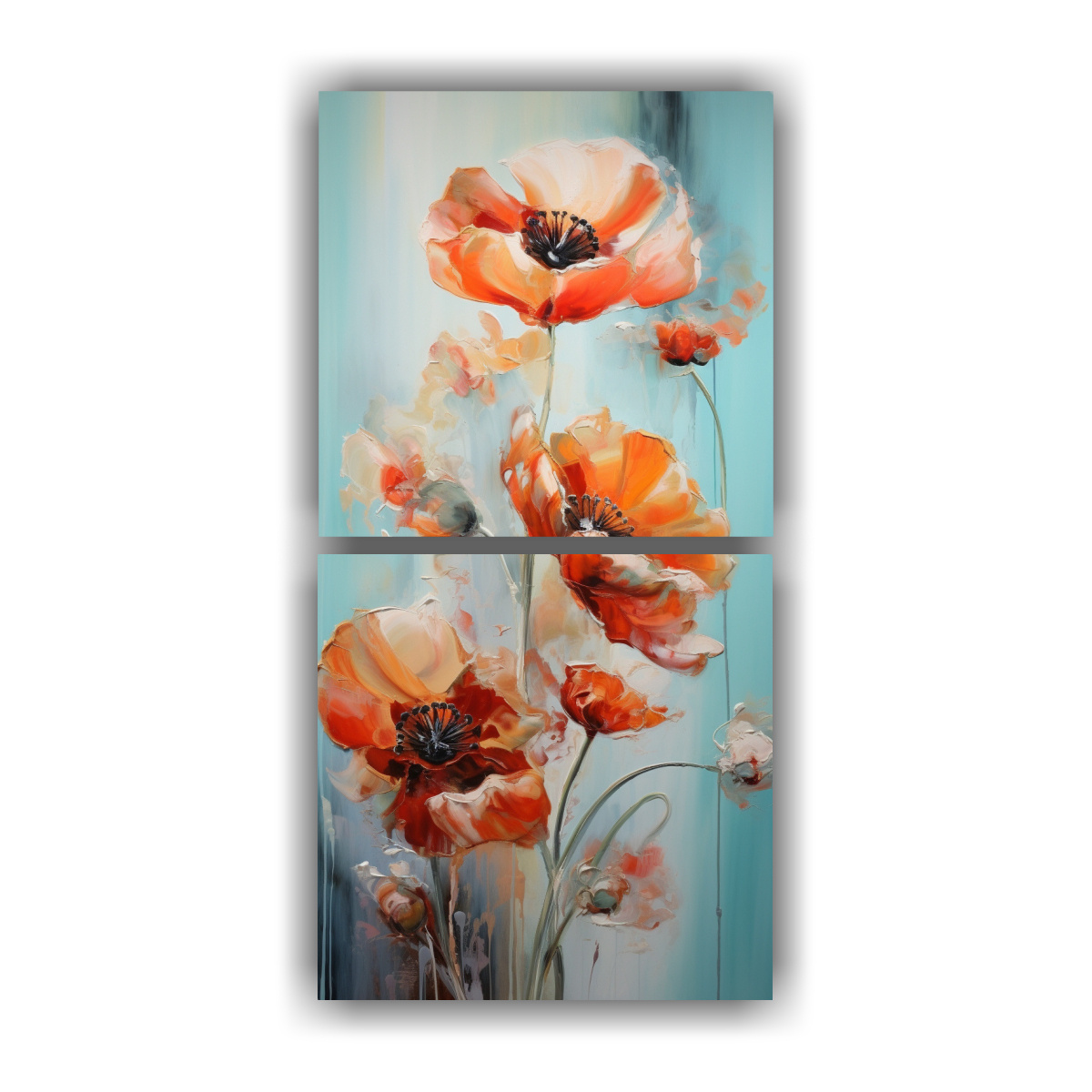 PINTURA ABSTRACTA DE AMAPOLAS EN ÓLEO DE ALTA 70X140 CM - 1