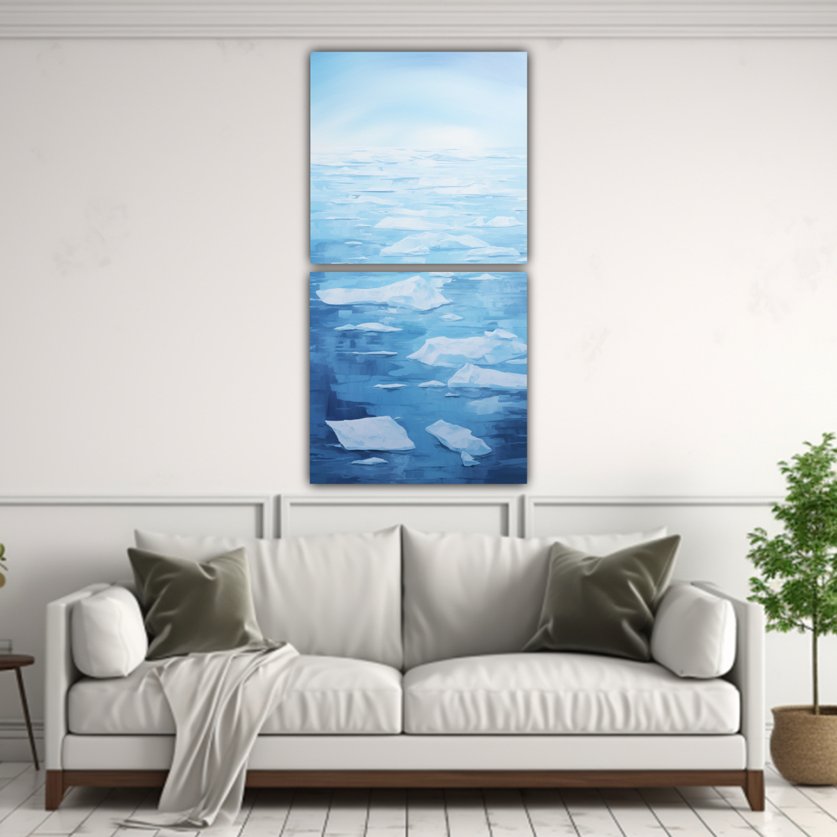 DECORACIÓN CON PINTURAS EN BASTIDOR DE FORMA Y 60X120 CM - 2