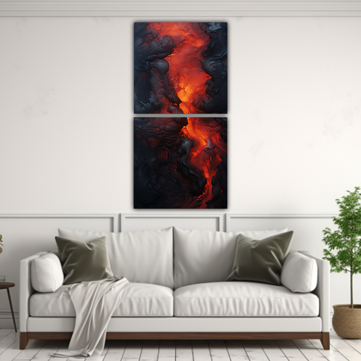 PINTURA DE INTERIORES ABSTRACTA: LAVA FUNDIDA 50X100 CM - 2