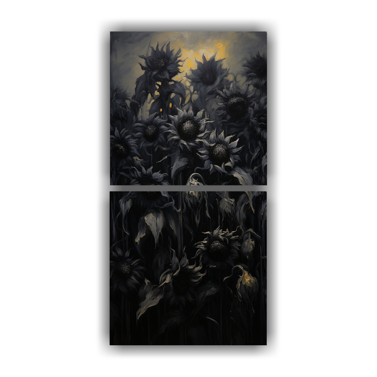 CUADRO DE TELA DE GIRASOLES NEGROS EN ESTILO 80X160 CM - 1
