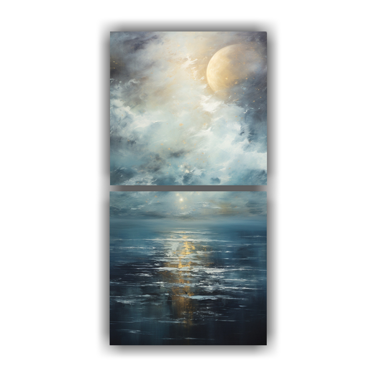 CUADROS TEMA INNOVADOR: MAR NOCTURNO EN ABSTRACTO 30X60 CM - 1