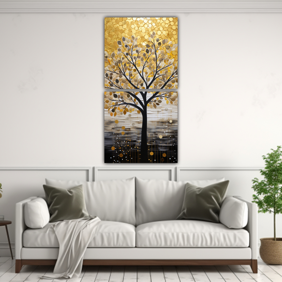 PINTURA FOTOGRÁFICA DURADERA DE ÁRBOL EN BLANCO 70X140 CM - 2