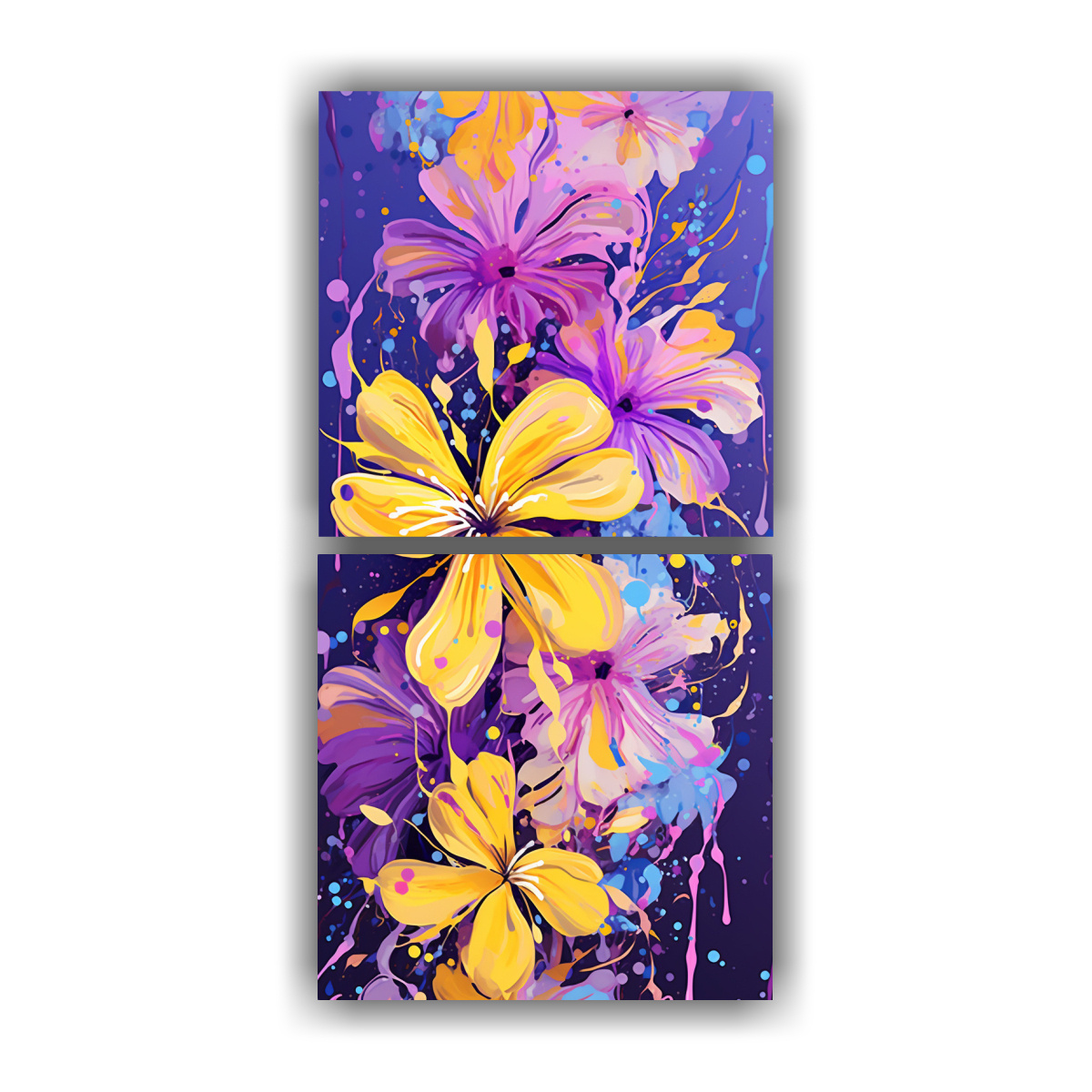 ARTE PARED AMARILLO Y MORADO ATMOSFERA NEONOIR 70X140 CM - 1