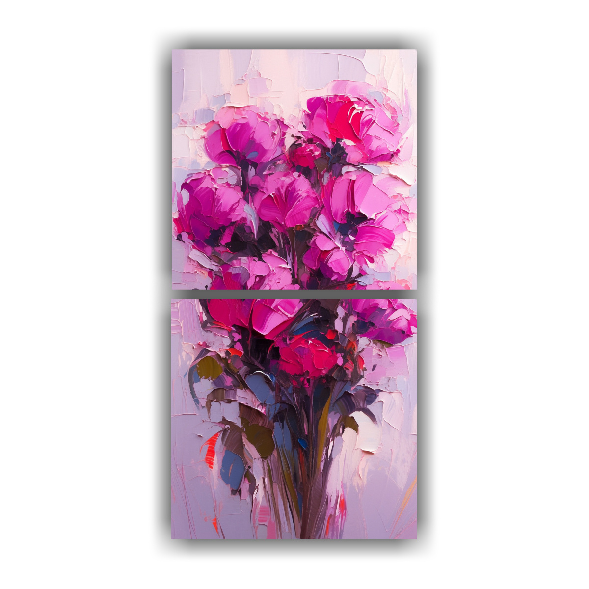DOS LIENZOS MODERNOS ESTRELLADOS A MAGENTA PARA 30X60 CM - 1