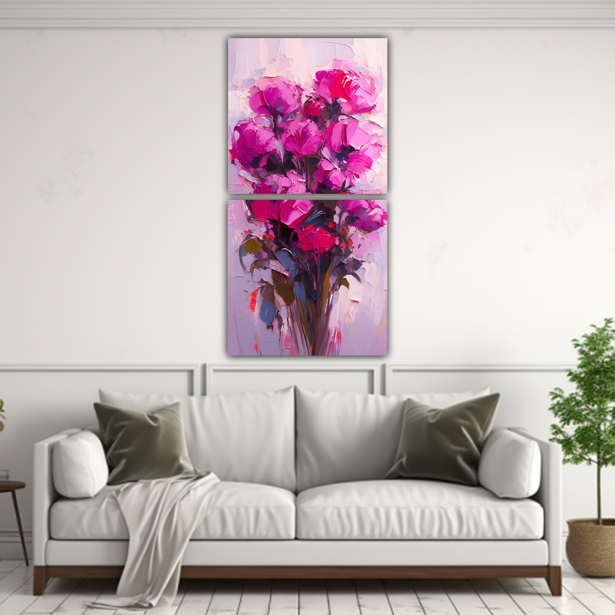 DOS LIENZOS MODERNOS ESTRELLADOS A MAGENTA PARA 30X60 CM - 2