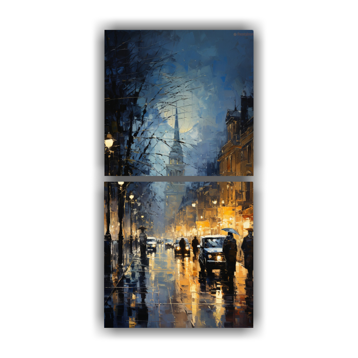 PINTURA DECORATIVA DE CIUDAD IMPRESIONISTA 30X60 CM - 1