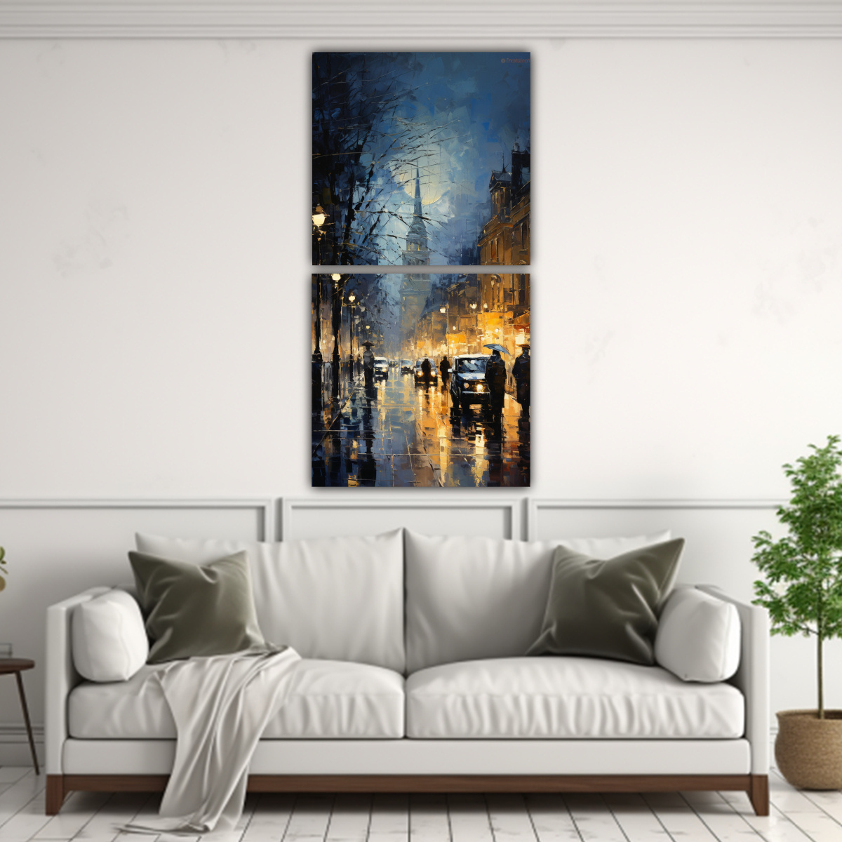 PINTURA DECORATIVA DE CIUDAD IMPRESIONISTA 30X60 CM - 2