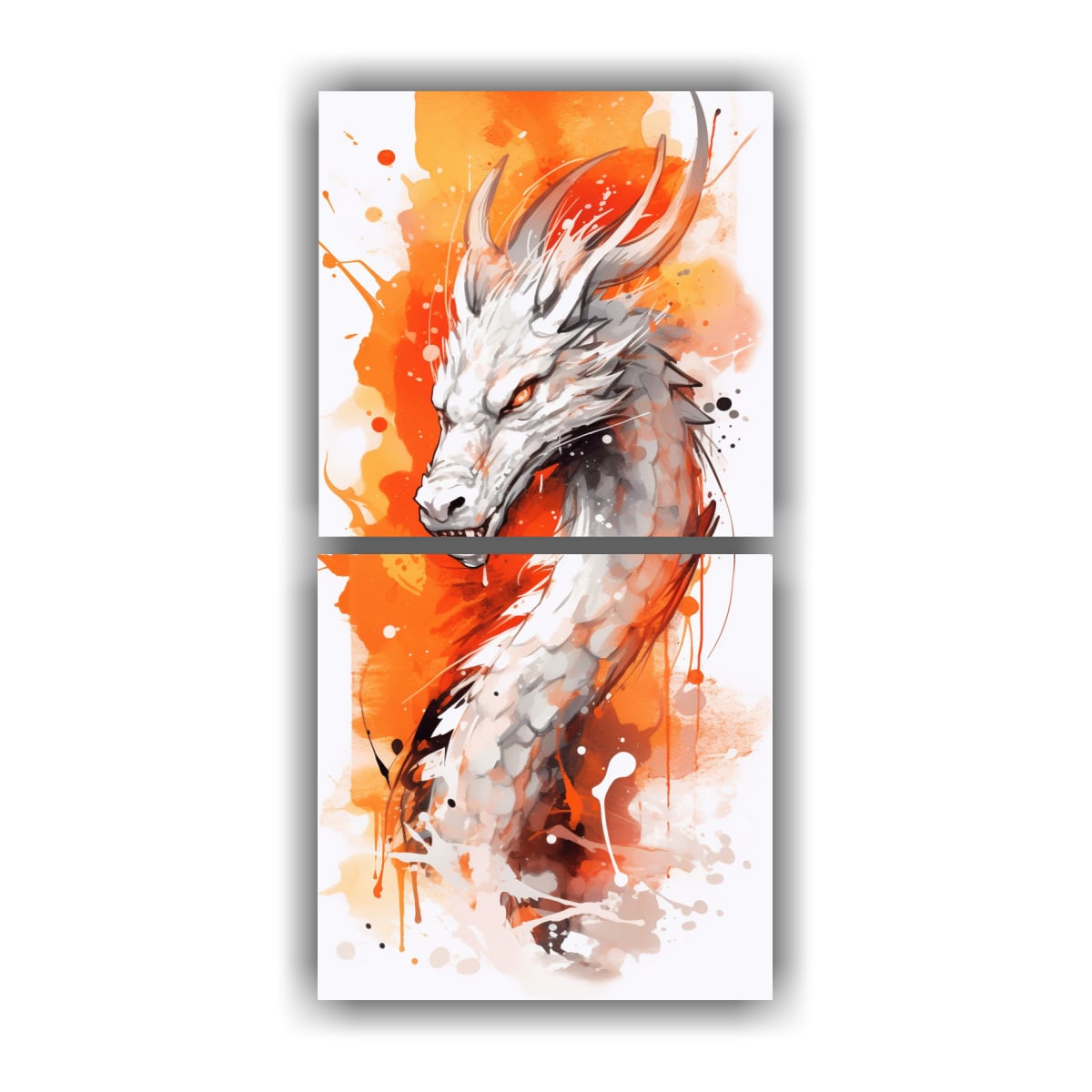 PINTURA DECORATIVA DE ARTE NEO POP DE UN DRAGÓN 70X140 CM - 1